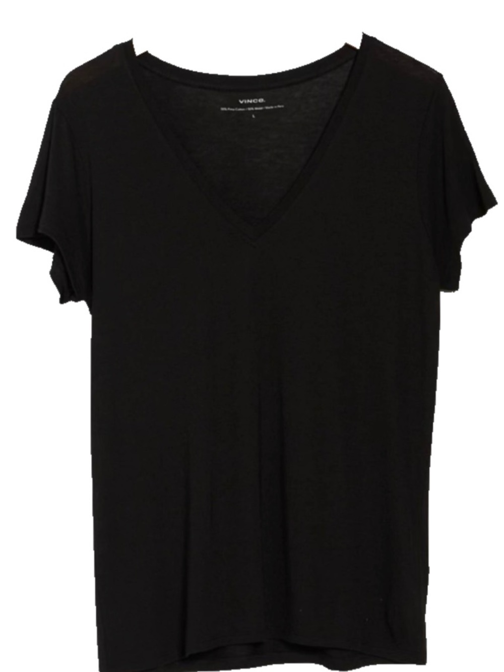 VINCE little boy short sleeve v-neck tee black Small